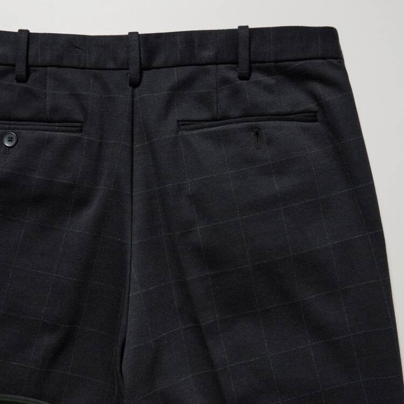 Pantalones Uniqlo Smart Windowpane Checked Ankle Length (Long) Hombre Azul Marino | 2765BDRVJ