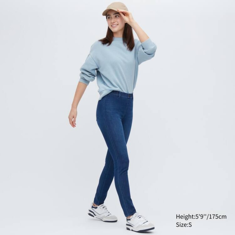 Pantalones Uniqlo Ultra Stretch Denim (Long) Mujer Azules | 9872NXSVK