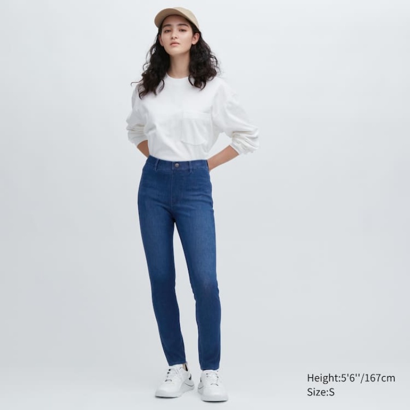 Pantalones Uniqlo Ultra Stretch Denim Mujer Azules | 4308WHZEP