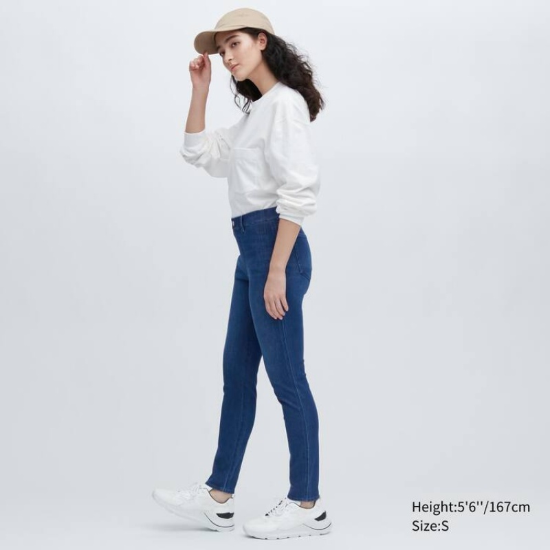 Pantalones Uniqlo Ultra Stretch Denim Mujer Azules | 4308WHZEP