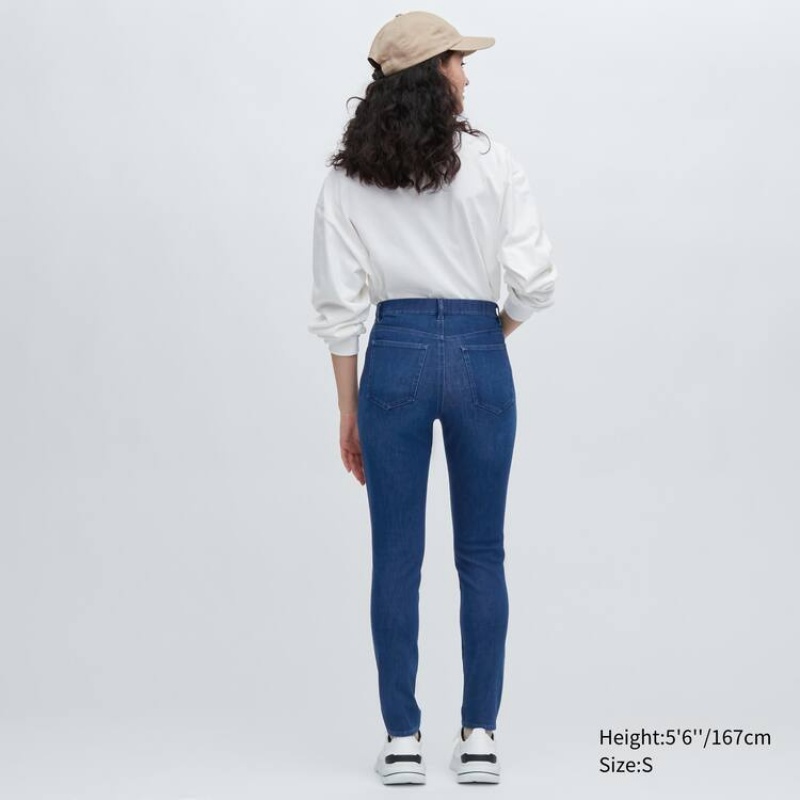 Pantalones Uniqlo Ultra Stretch Denim Mujer Azules | 4308WHZEP