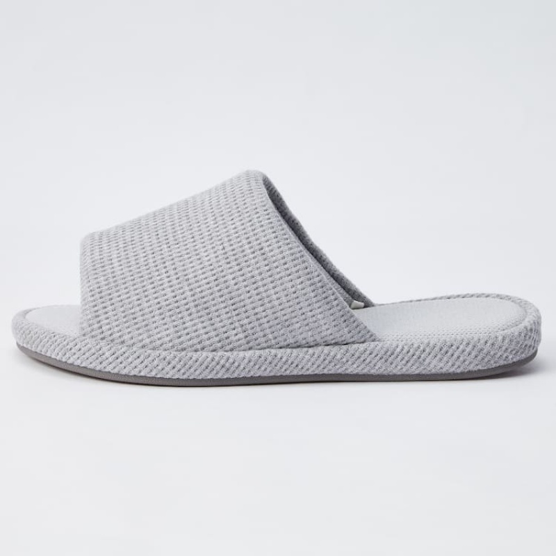 Pantuflas Uniqlo Open Puntera Waffle Hombre Gris | 4286ELUQI