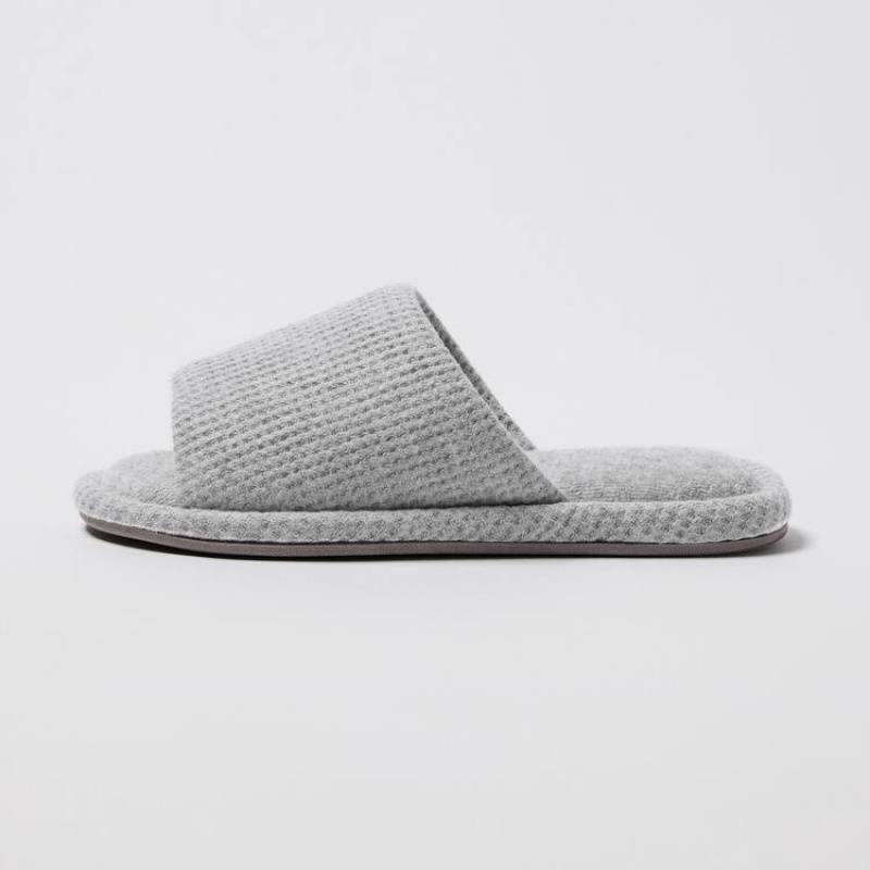 Pantuflas Uniqlo Open Puntera Waffle Mujer Gris | 3142LJCOT