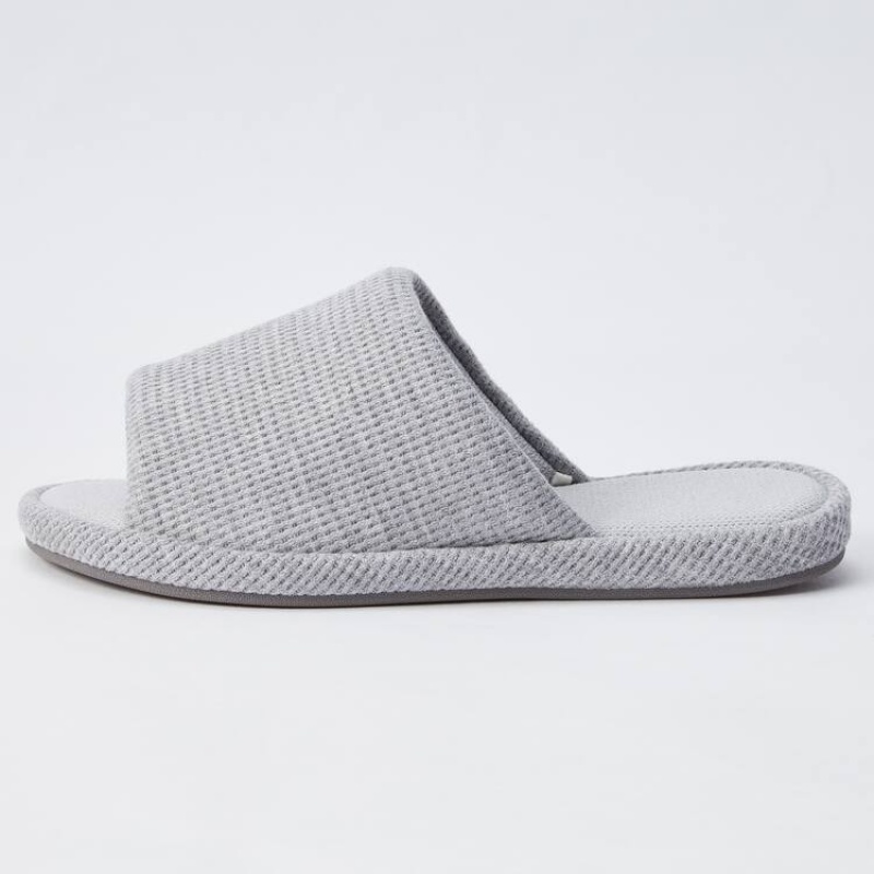 Pantuflas Uniqlo Open Puntera Waffle Mujer Gris | 5190EQGVC