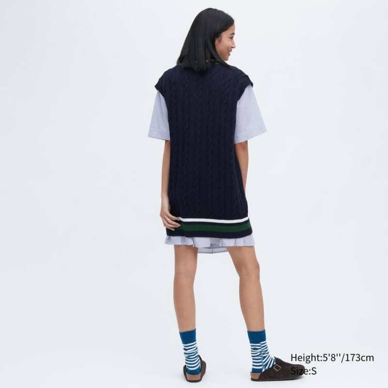 Prendas De Punto Uniqlo Jw Anderson Long Cricket Mujer Azul Marino | 3987IOVZR