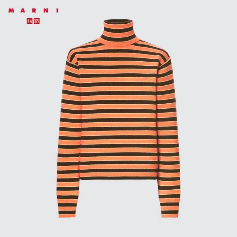 Prendas De Punto Uniqlo Marni Cashmere A Rayas Turtleneck Mujer Naranjas | 7218VMERT