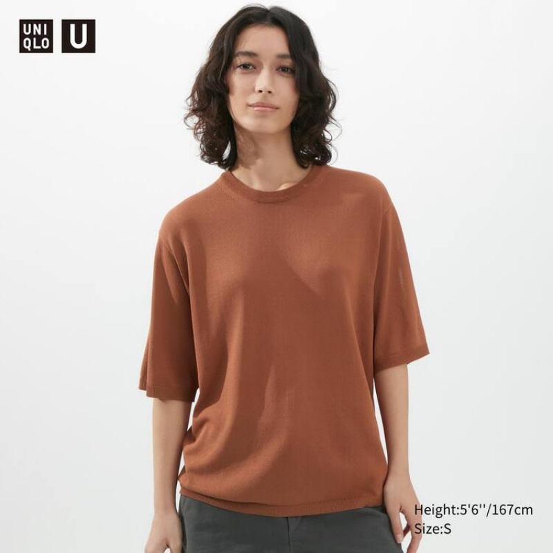 Prendas De Punto Uniqlo U De Punto Mujer Marrones | 0579UNXWQ