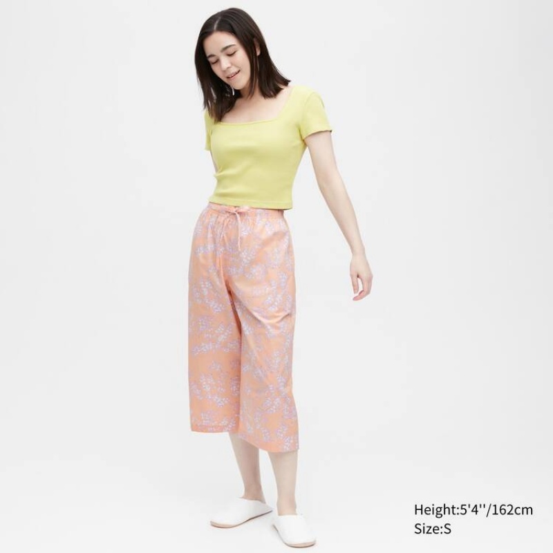 Ropa De Casa Uniqlo Algodon Relaco 3/4 Mujer Naranjas Claro | 7564AXWMR