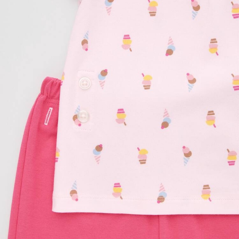 Ropa De Casa Uniqlo Dry Ice Cream Print Corta Sleeved Bebe Rosas | 5038TVRAD