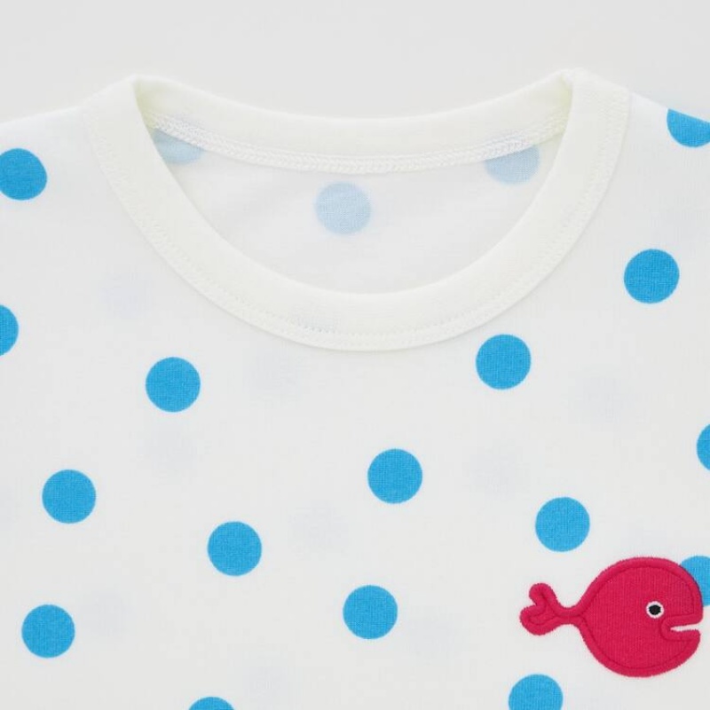 Ropa De Casa Uniqlo Dry Picturebook Ut Corta Sleeved Bebe Azules Blancas | 6045WEHFP