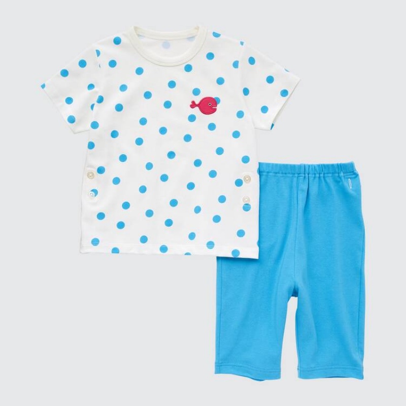 Ropa De Casa Uniqlo Dry Picturebook Ut Corta Sleeved Bebe Azules Blancas | 6045WEHFP