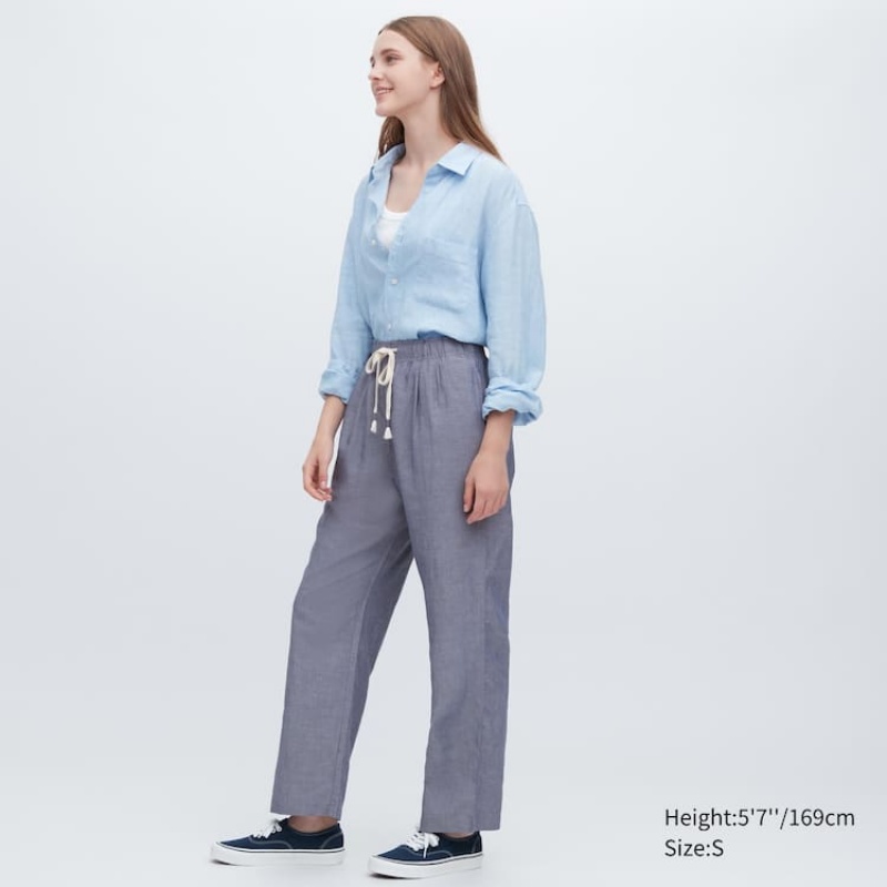 Ropa De Casa Uniqlo Linen Blend Easy Mujer Gris | 7920WCVOL