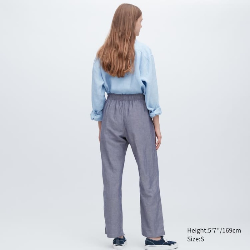 Ropa De Casa Uniqlo Linen Blend Easy Mujer Gris | 7920WCVOL