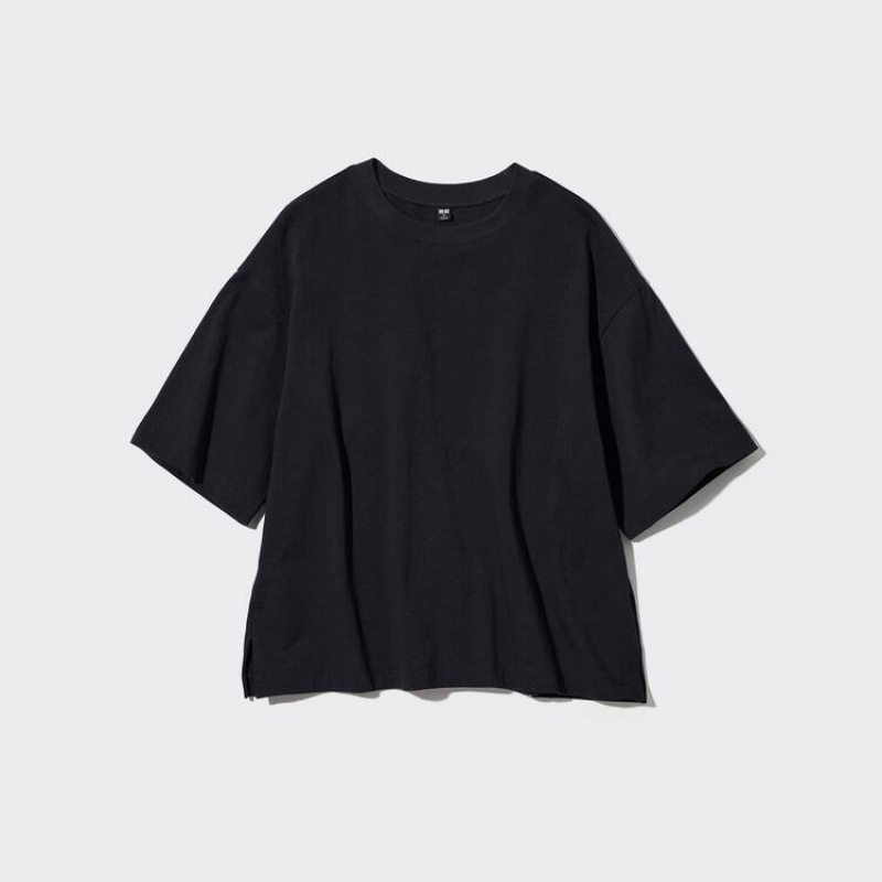 Ropa De Casa Uniqlo Oversized Half Sleeve Mujer Negras | 2591XOLKV