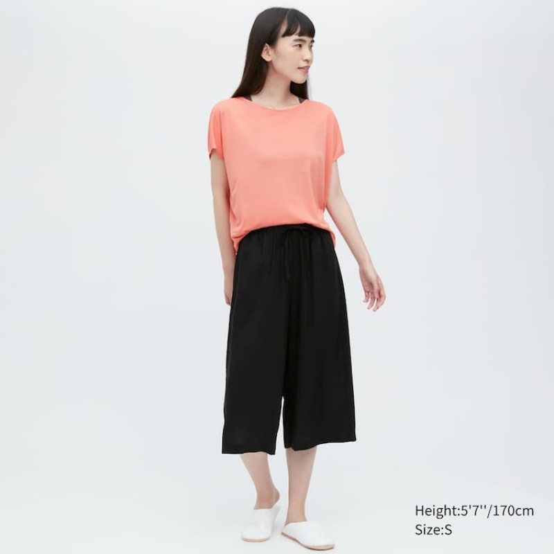 Ropa De Casa Uniqlo Relaco 3/4 Shorter Length Mujer Negras | 4896PMSGO