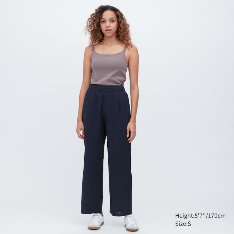 Ropa De Casa Uniqlo Seersucker Easy Mujer Gris Oscuro | 4652RWUYX