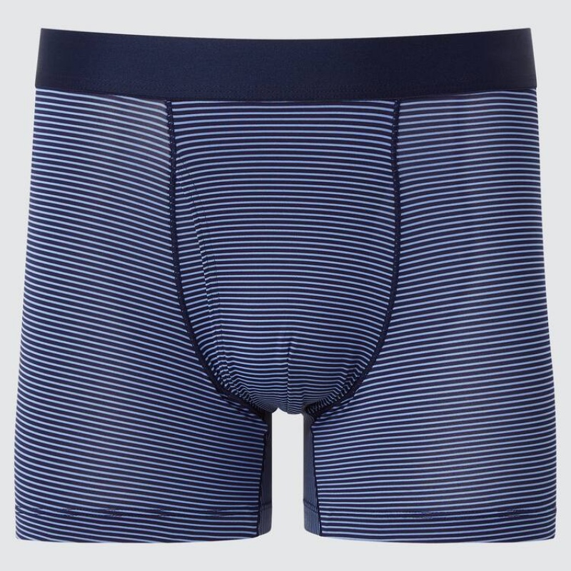 Ropa Interior Uniqlo Airism A Rayas Boxers Hombre Azul Marino | 8425ZXMNP