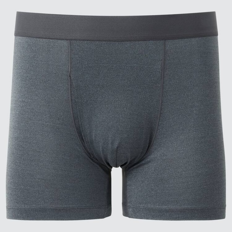 Ropa Interior Uniqlo Airism Heather Boxers Hombre Gris | 4802PBUIY