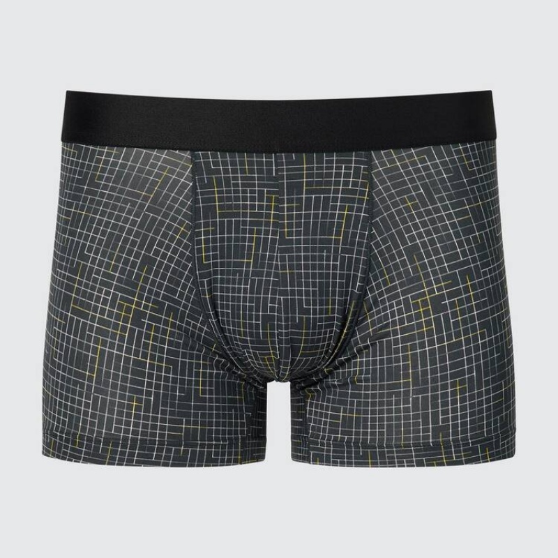 Ropa Interior Uniqlo Airism Low Rise Printed Boxers Hombre Gris Oscuro | 1408WLSAF