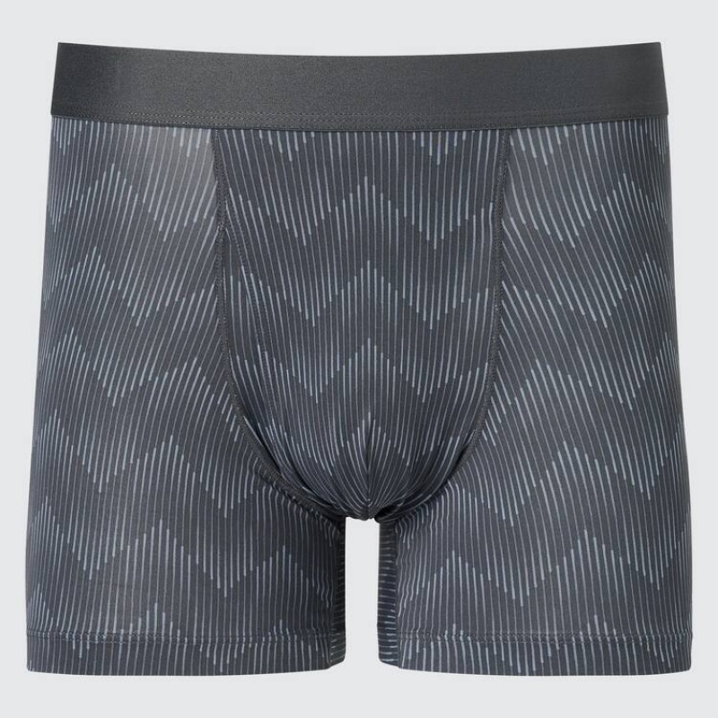 Ropa Interior Uniqlo Airism Printed Boxers Hombre Gris Oscuro | 8706BCQUZ