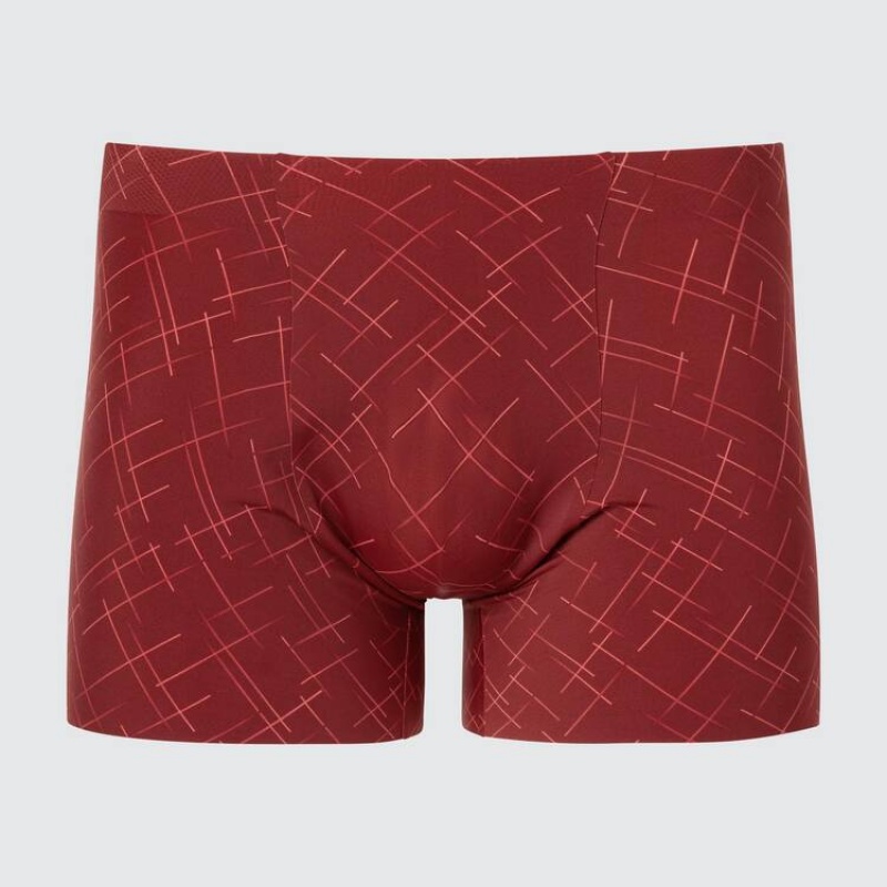 Ropa Interior Uniqlo Airism Seamless Printed Boxers Hombre Rojas | 1067QNTUH