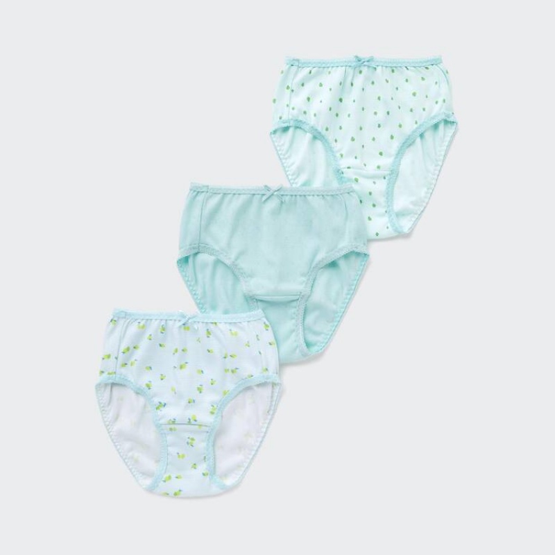 Ropa Interior Uniqlo Fruit Print (Three Pairs) Niños Azules | 3742NCRQY