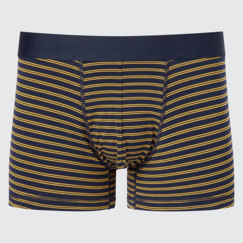 Ropa Interior Uniqlo Supima Algodon A Rayas Low Rise Boxer Hombre Azul Marino | 0562KYLVF