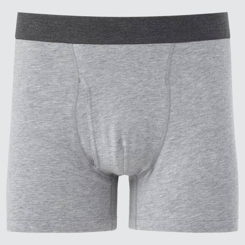 Ropa Interior Uniqlo Supima Algodon Boxers (2021 Season) Hombre Gris | 4091KWEZS