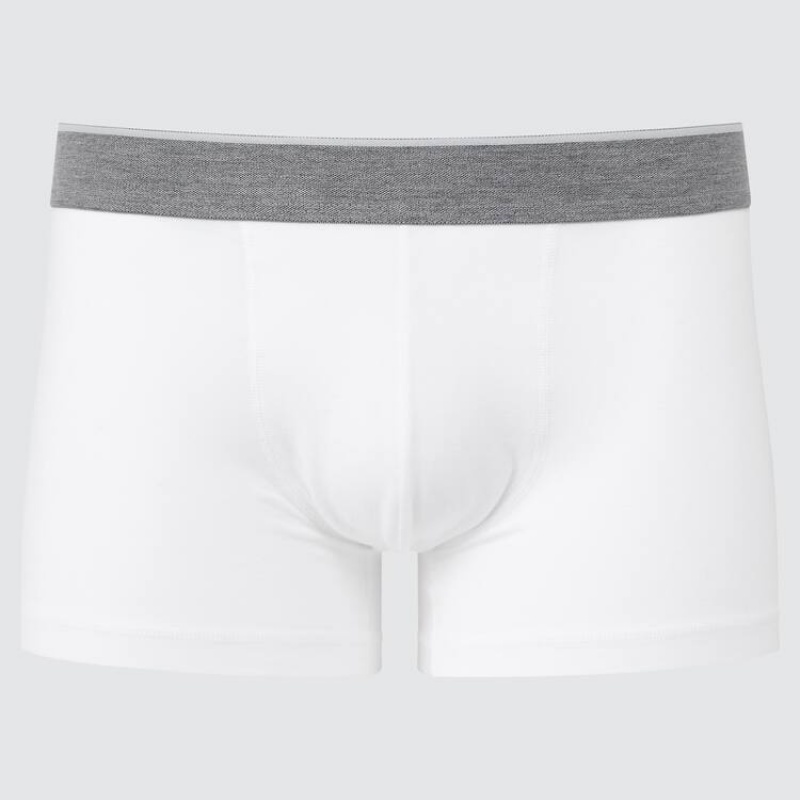 Ropa Interior Uniqlo Supima Algodon Low Rise Boxer (2021 Season) Hombre Blancas | 9085ORWME