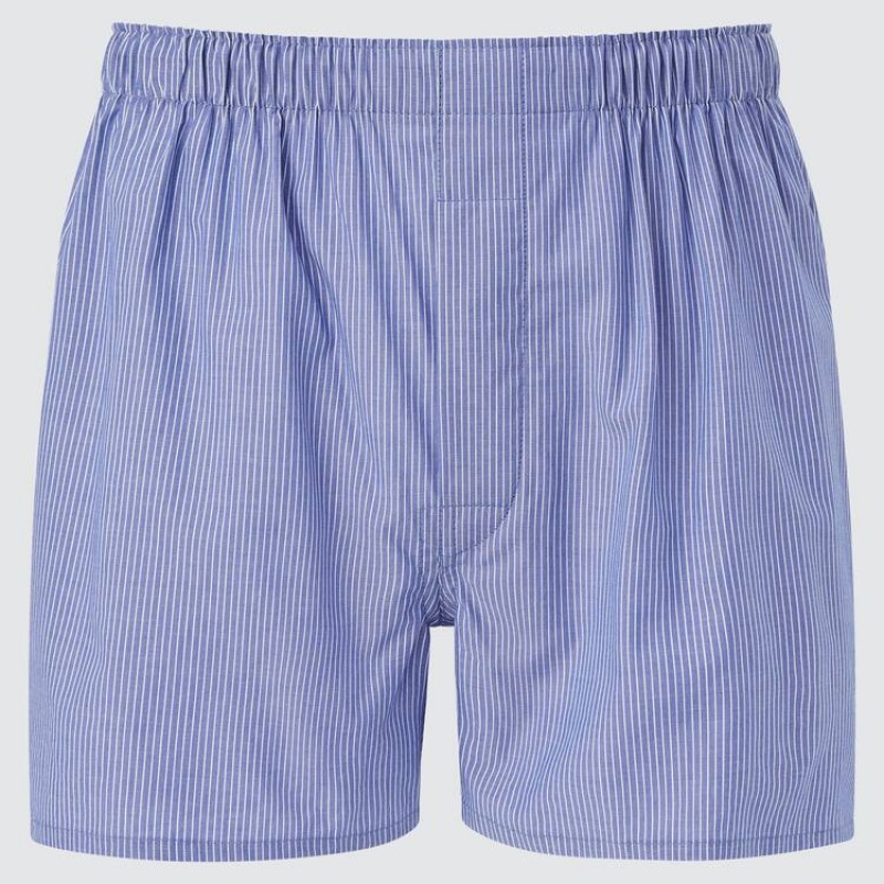 Ropa Interior Uniqlo Woven A Rayas Boxer (2021 Season) Hombre Azules | 6523VOUID