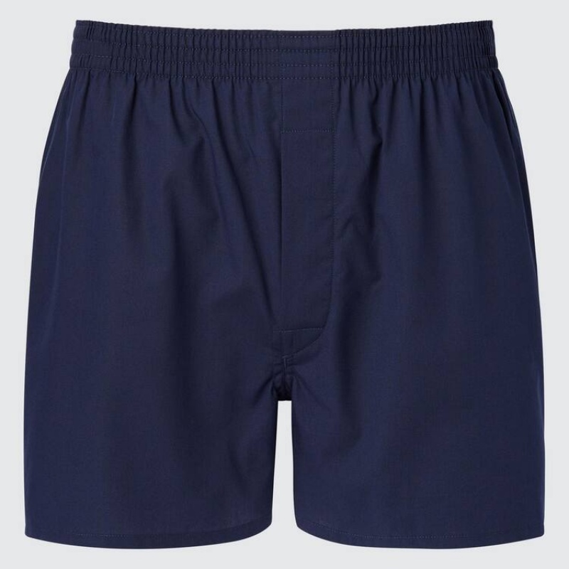 Ropa Interior Uniqlo Woven Broadcloth Boxer Hombre Azul Marino | 8670NIPYC