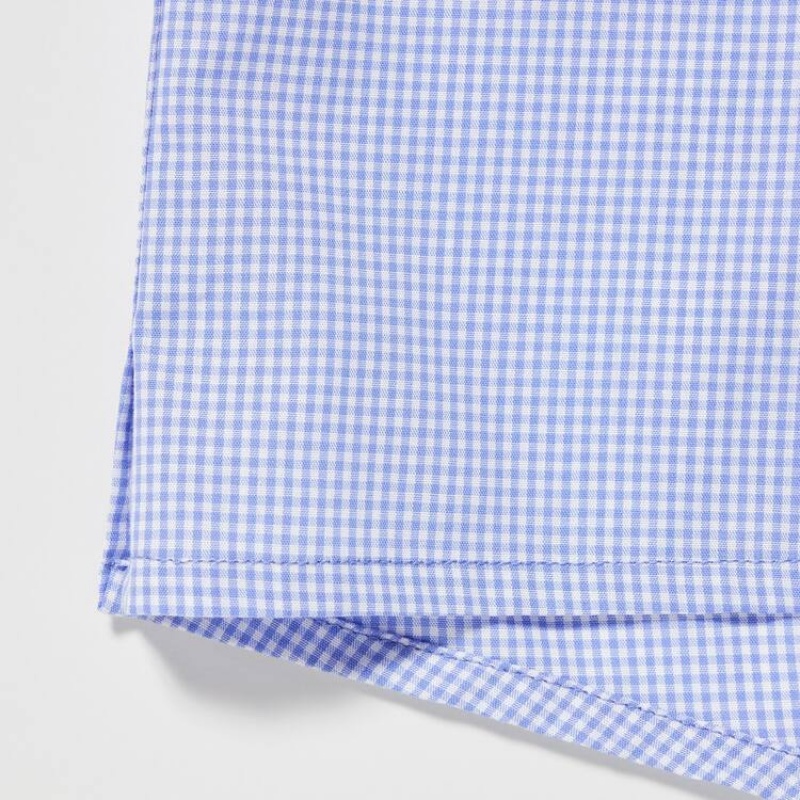 Ropa Interior Uniqlo Woven Checked Boxer Hombre Azules | 9075PTDMR