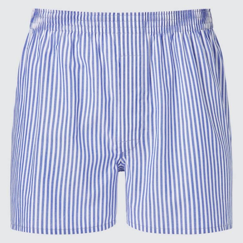 Ropa Interior Uniqlo Woven London A Rayas Boxer Hombre Azules | 2618GUAPI