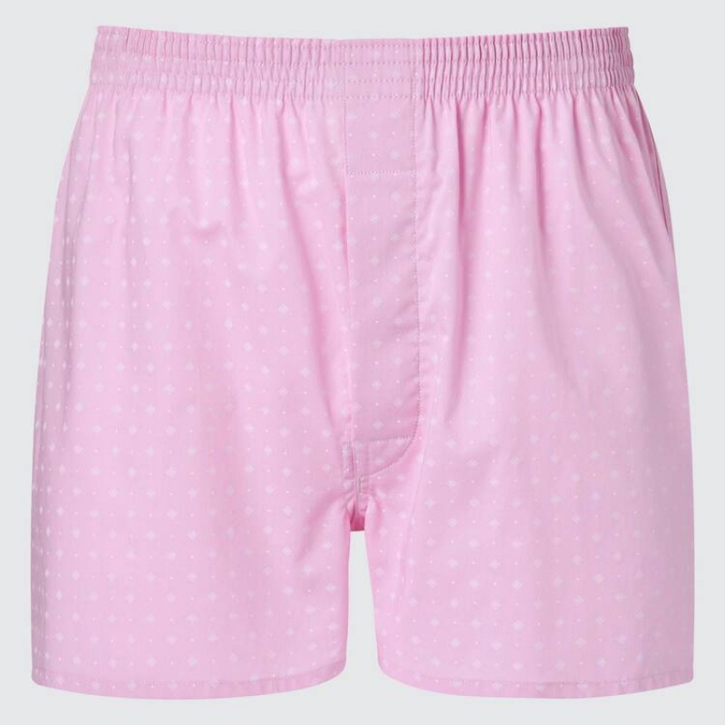 Ropa Interior Uniqlo Woven Patterned Boxer Hombre Rosas | 1327UIWAG