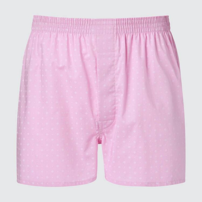 Ropa Interior Uniqlo Woven Patterned Boxer Hombre Rosas | 1327UIWAG