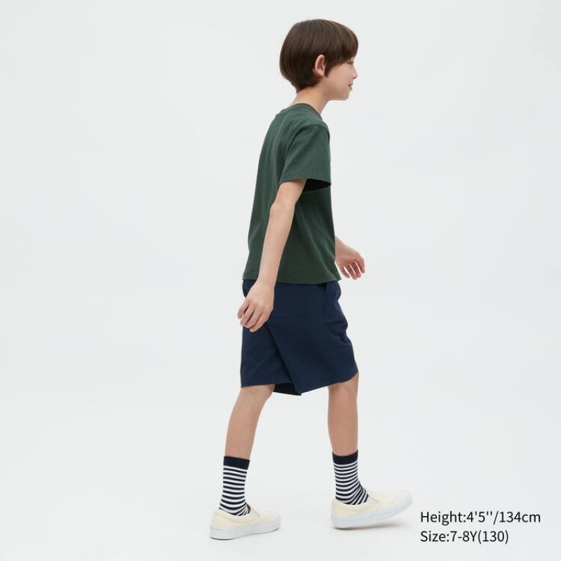 Short Uniqlo Algodon Twill Easy Niños Azul Marino | 6123ODLNP