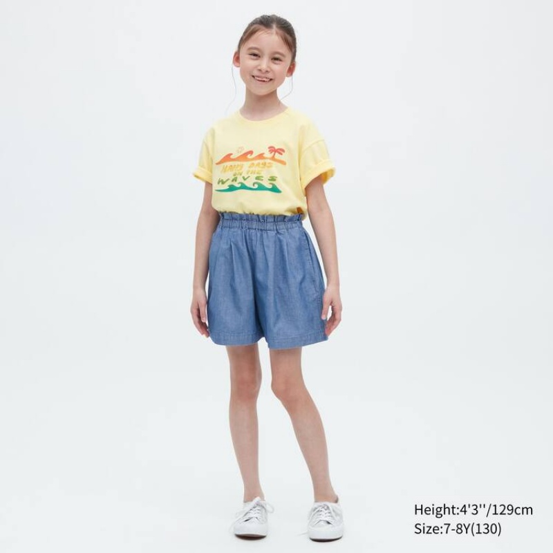 Short Uniqlo Chambray Niños Azules | 2916XRHOW