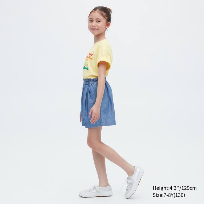 Short Uniqlo Chambray Niños Azules | 2916XRHOW