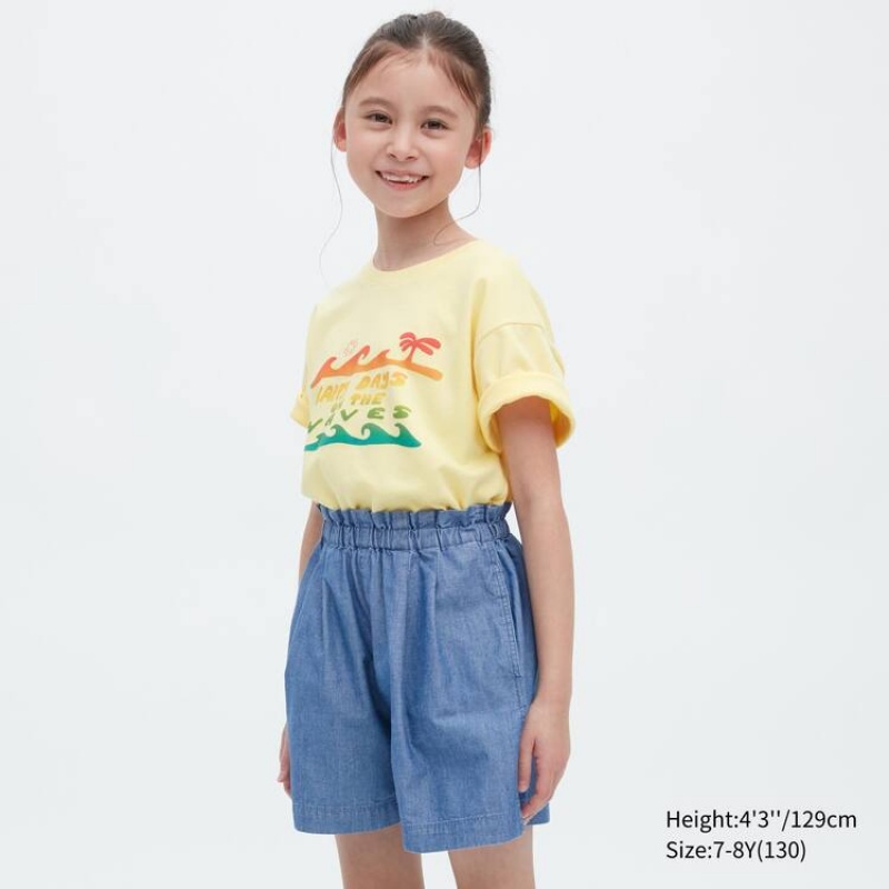 Short Uniqlo Chambray Niños Azules | 2916XRHOW