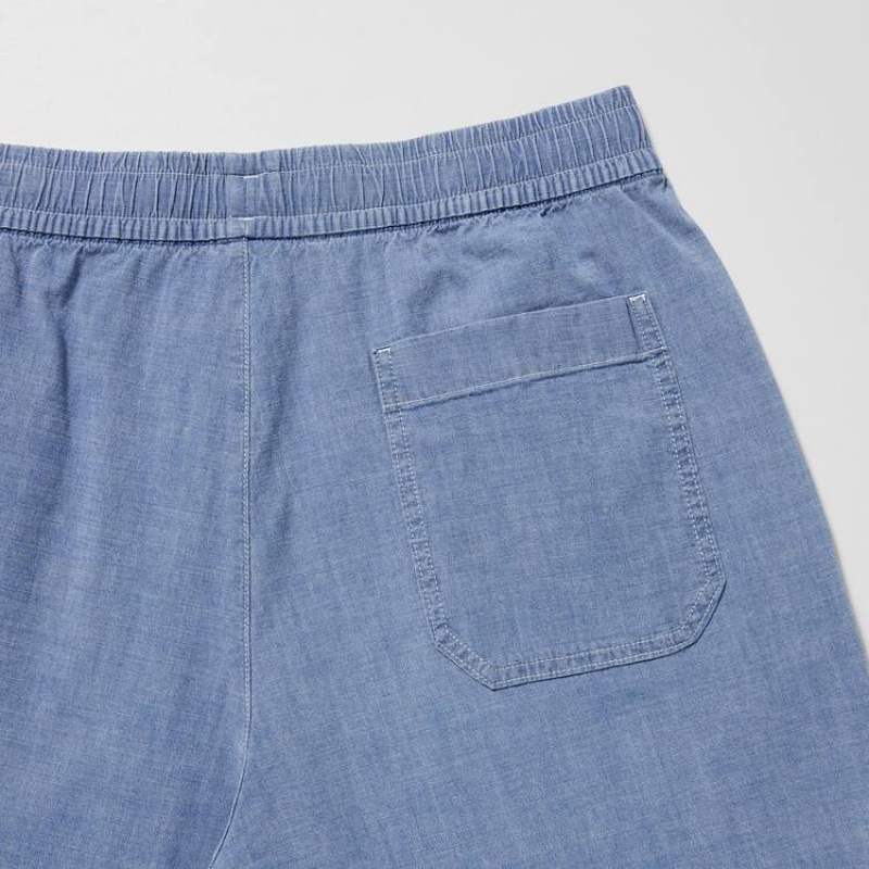 Short Uniqlo Chambray Stretch Easy Hombre Azules | 8647MNQOE