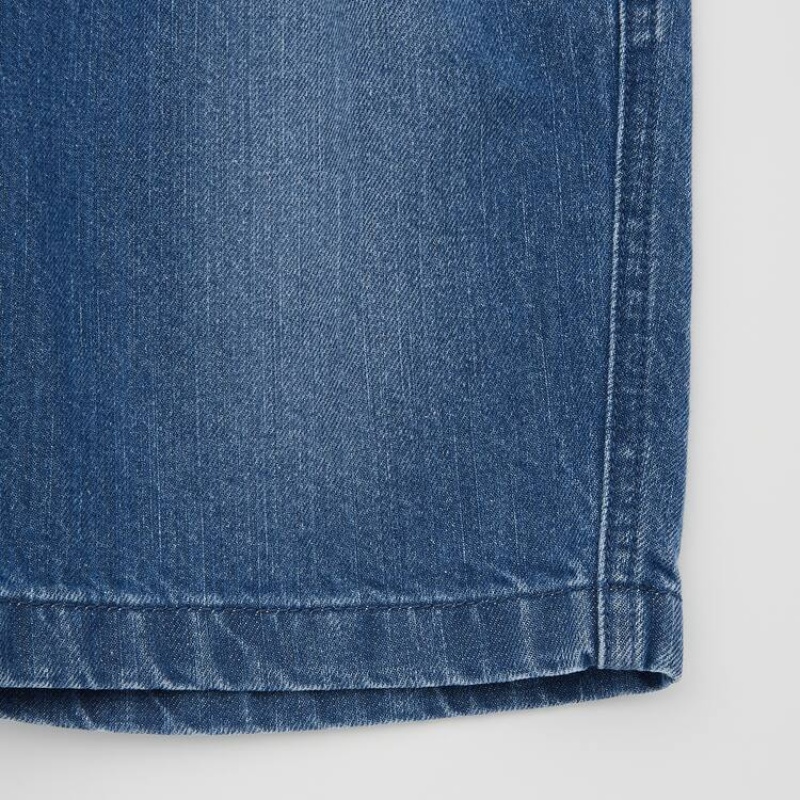 Short Uniqlo Denim Easy Niños Azules | 0692WSIKE