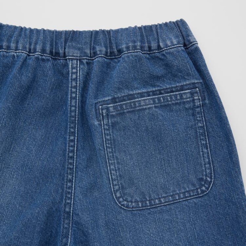 Short Uniqlo Denim Easy Niños Azules | 0692WSIKE