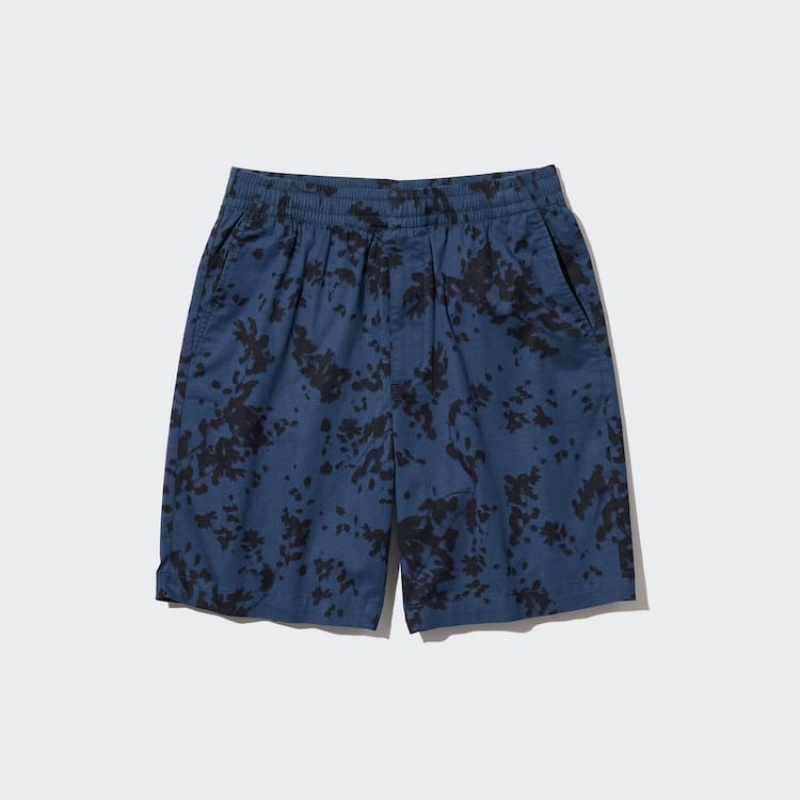 Short Uniqlo Dry Stretch Leaf Print Easy Hombre Azules | 4580MHBSY