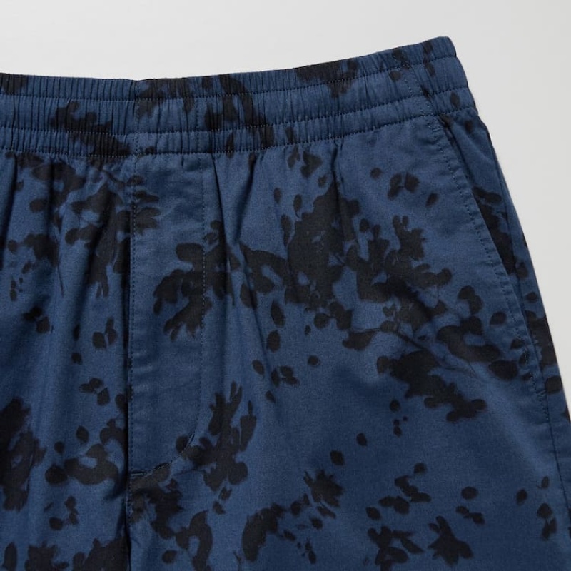 Short Uniqlo Dry Stretch Leaf Print Easy Hombre Azules | 4580MHBSY