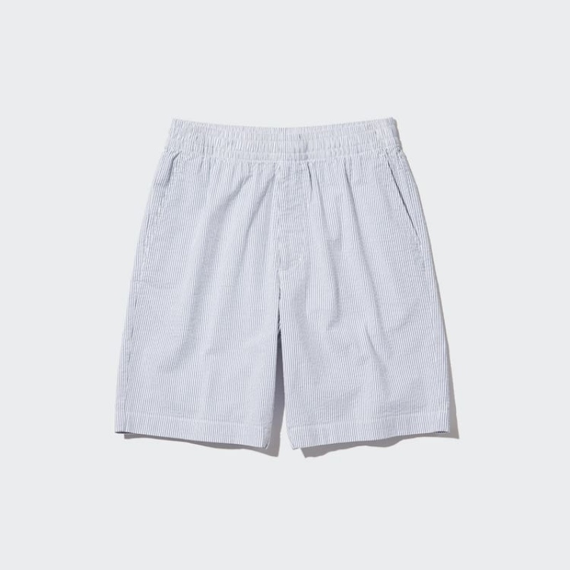 Short Uniqlo Dry Stretch Seersucker Easy Hombre Azules | 4527VYPQO