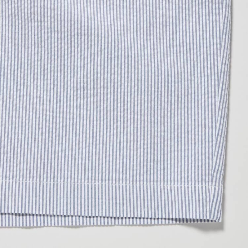 Short Uniqlo Dry Stretch Seersucker Easy Hombre Azules | 4527VYPQO