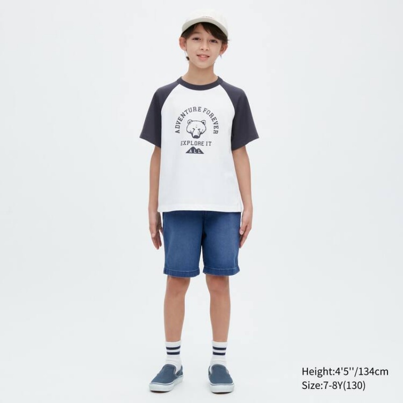 Short Uniqlo Easy Denim Niños Azules | 1784DIUTW