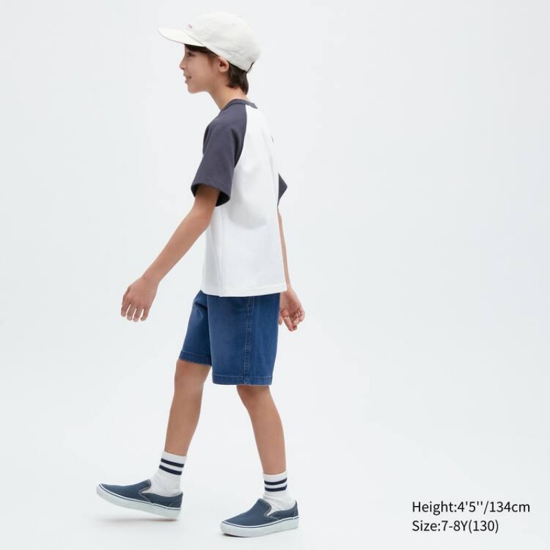 Short Uniqlo Easy Denim Niños Azules | 1784DIUTW