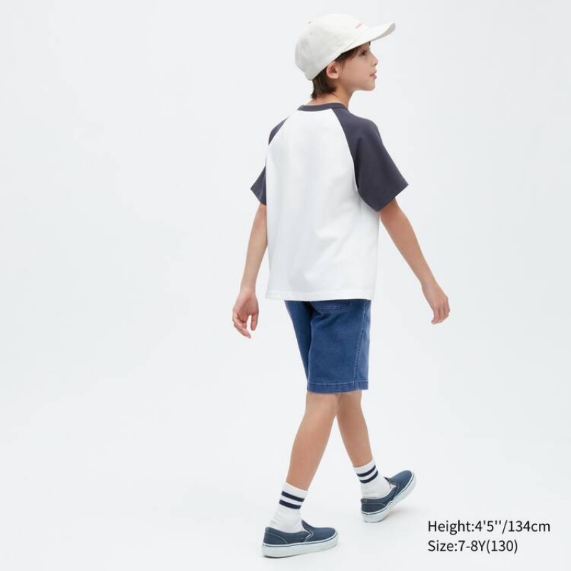 Short Uniqlo Easy Denim Niños Azules | 1784DIUTW