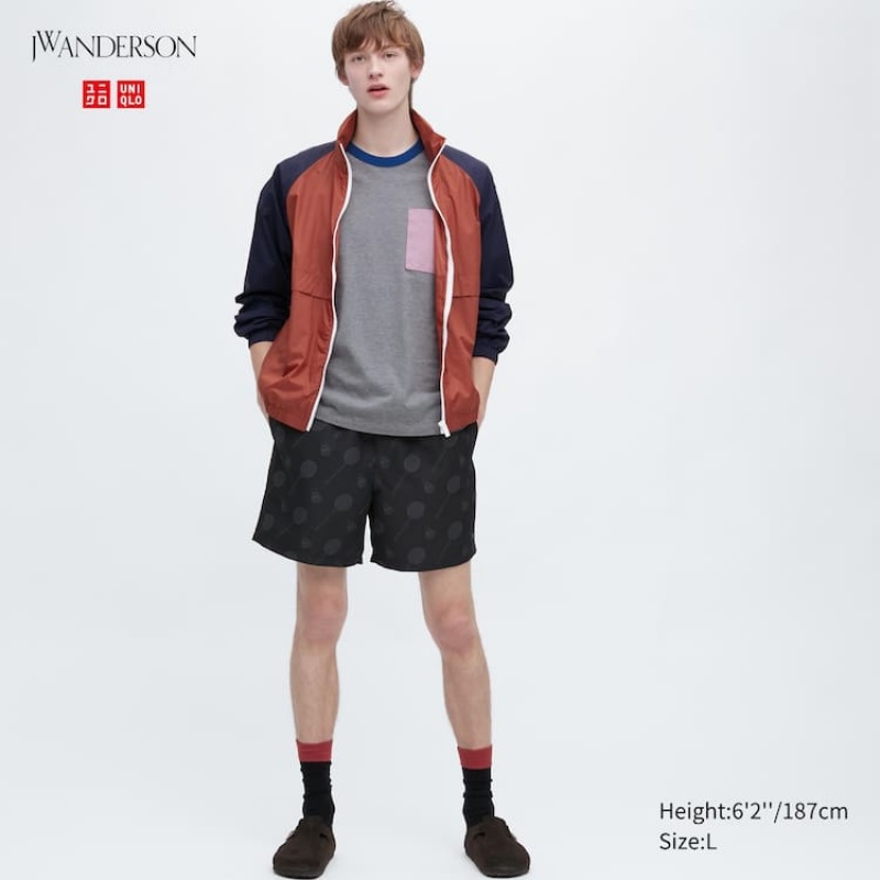 Short Uniqlo Jw Anderson Badminton Print Active Utility Hombre Negras | 2107DKSRI